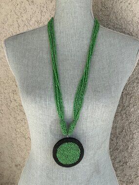 Y2K Green‎ Chunky Beaded Seed Bead Statement Necklace